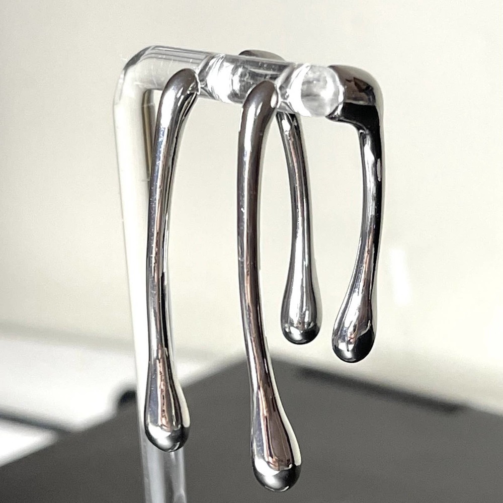 Unique Front Back Earrings Drippy Drop Water Drip Silver AU06